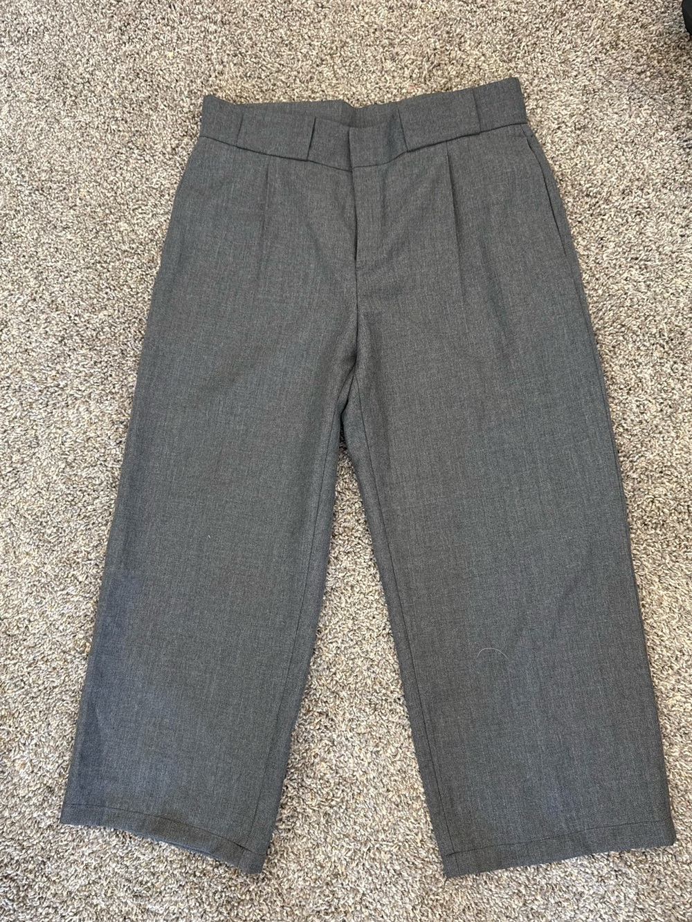 Sandro Men's Dark Gray Pleated Dress Trousers